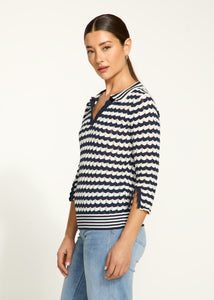 FDJ - 1456314 - Polo Sweater - Navy Stripe