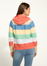 Load image into Gallery viewer, FDJ - 1631314 - Striped Pointelle Hooded Cardigan - Parasol Stripe
