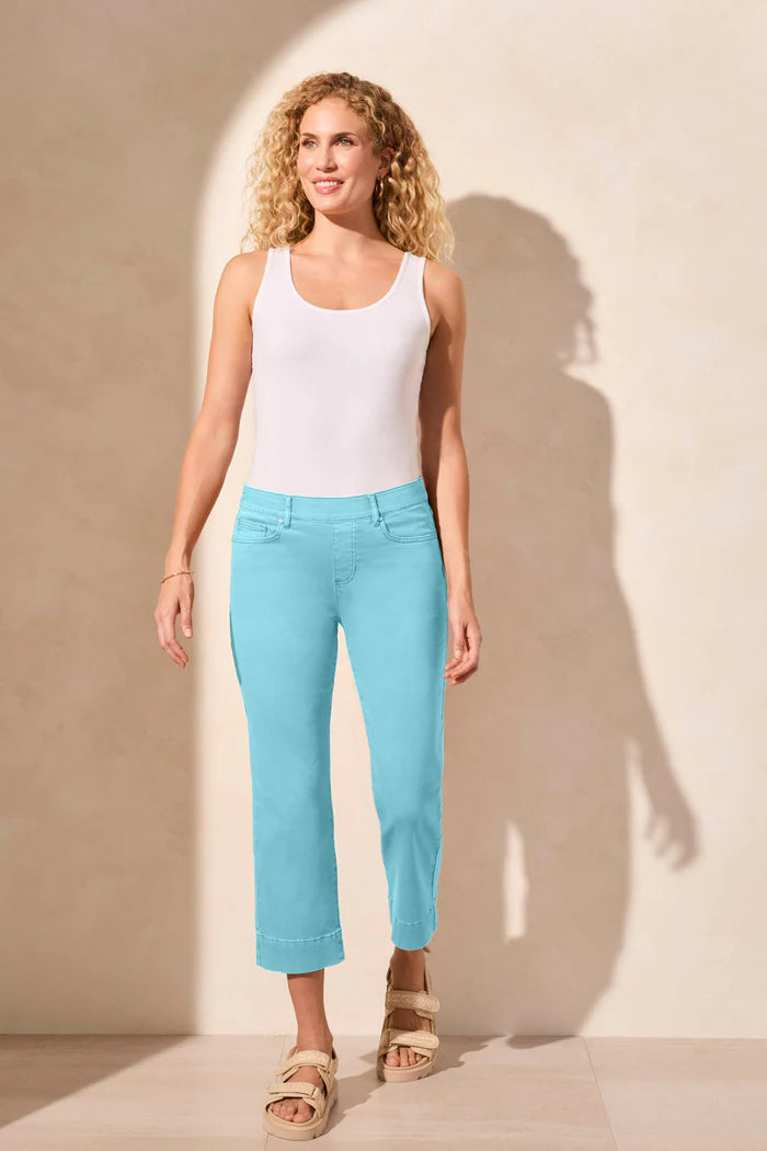 Tribal - 1647O - Pull-On Kick Flare Capri - Oasis