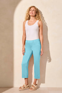 Tribal - 1647O - Pull-On Kick Flare Capri - Oasis