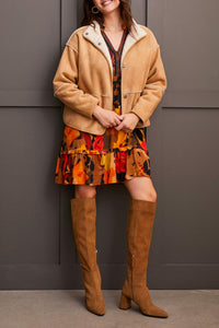 Tribal - 1977O - Snap Front Reversible Coat - Tan