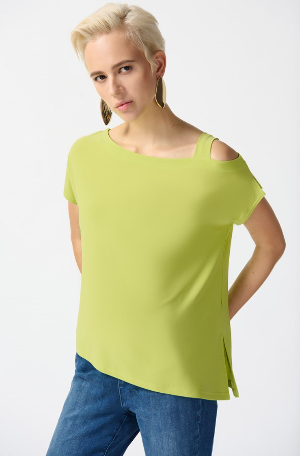 Joseph Ribkoff - 242084 - Cut-out Asymetrical Top - Key Lime