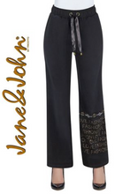 Load image into Gallery viewer, Tricotto - J249 - Pant with Gold Trim at Bottom - Black
