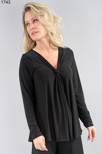 Michael Tyler - 1743 - Long Sleeve Knot Front Top - Black