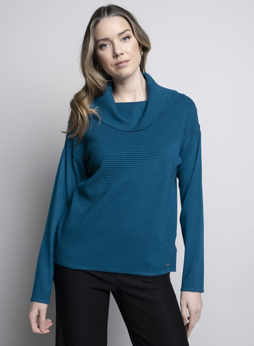 Picadilly - LK221 - Button Trimmed Textured Sweater - Celestial