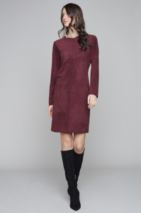 Carré Noir - 7529 -  Faux Suede Dress - Cabernet