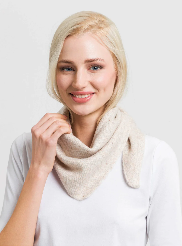 FRAAS - 667096-071 - Knitted Triangular Scarf with Glitter- Cashew