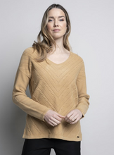 Load image into Gallery viewer, Picadilly - LK257 - V-Neck Chevron Knit Top - Dijon
