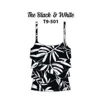 Load image into Gallery viewer, Karmilla - T9-501 - Tiered Tankini Top - Black and White
