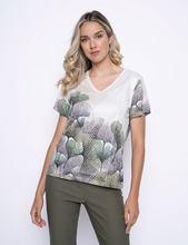 Load image into Gallery viewer, Picadilly - GC195TN - V Neck Printed Top - Avocado
