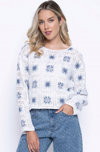 Load image into Gallery viewer, Picadilly - GK206 - Crochet Style Top - Blue/White
