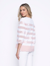 Load image into Gallery viewer, Picadilly - GK276 - Stripe Star Knitted Cotton Top - Pink/White
