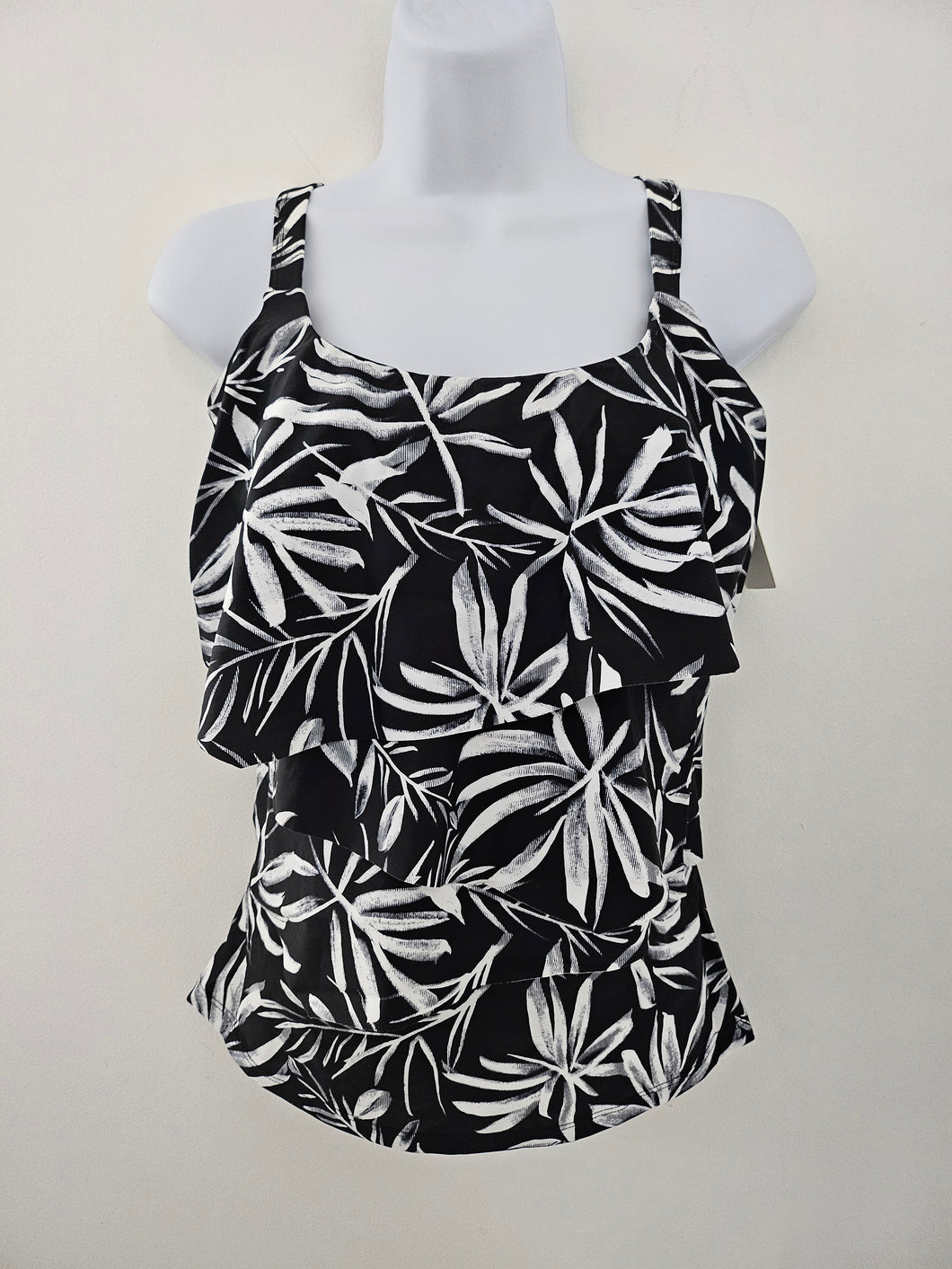 Karmilla - T9-501 - Tiered Tankini Top - Black and White