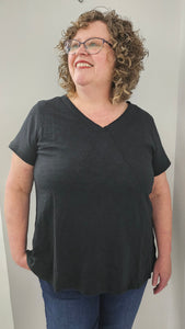 Escape - E10022 - Pieced V Neck Tunic - Black