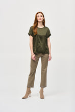 Load image into Gallery viewer, Joseph Ribkoff - 243912 - Satin Front Short Sleeve Top - Iguana
