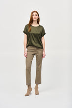 Load image into Gallery viewer, Joseph Ribkoff - 243912 - Satin Front Short Sleeve Top - Iguana
