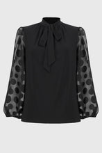 Load image into Gallery viewer, Joseph Ribkoff - 244019 - Silky Knit Top With Dot Burnout Sleeves - Black
