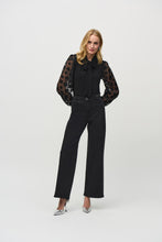 Load image into Gallery viewer, Joseph Ribkoff - 244019 - Silky Knit Top With Dot Burnout Sleeves - Black
