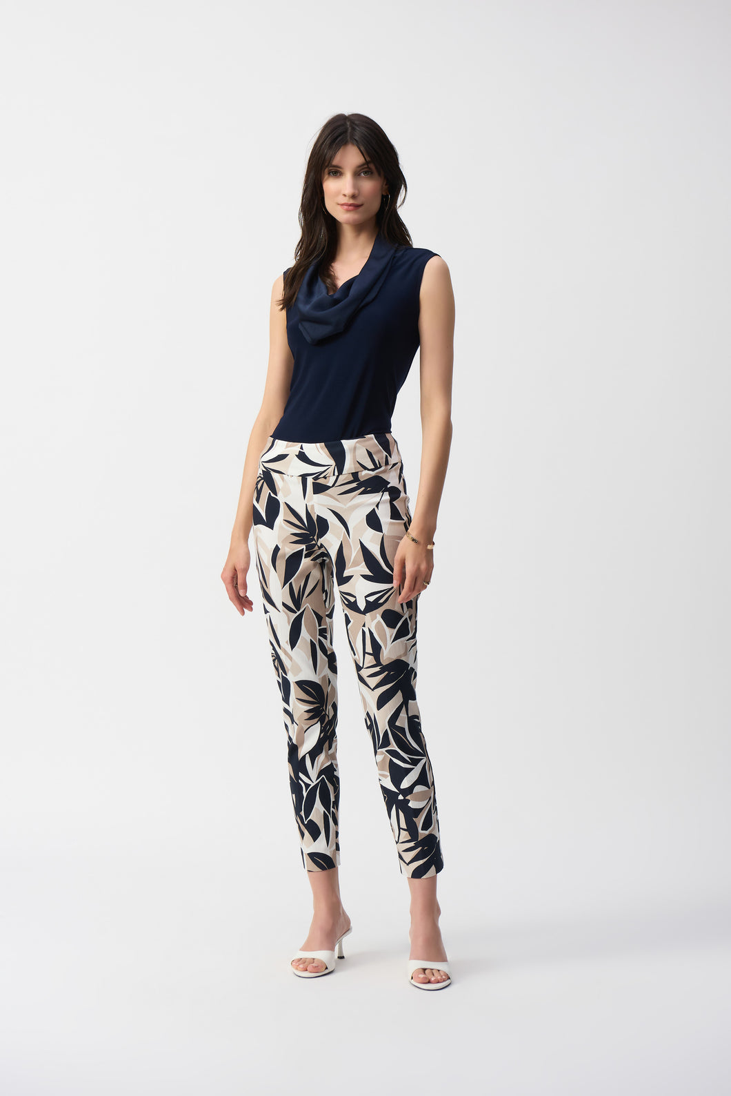 Joseph Ribkoff - 251001 - Tropical Print Slim Pant - Vanilla Multi