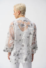 Load image into Gallery viewer, Joseph Ribkoff - 251102 - Organza Floral Print Cover-Up - White/Black
