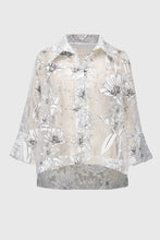 Load image into Gallery viewer, Joseph Ribkoff - 251102 - Organza Floral Print Cover-Up - White/Black
