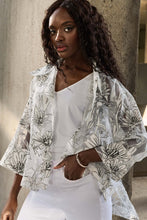 Load image into Gallery viewer, Joseph Ribkoff - 251102 - Organza Floral Print Cover-Up - White/Black
