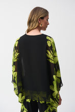 Load image into Gallery viewer, Joseph Ribkoff - 251147 - Chiffon And Silky Knit Floral Poncho Top - Black/Multi
