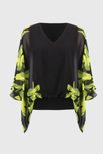 Load image into Gallery viewer, Joseph Ribkoff - 251147 - Chiffon And Silky Knit Floral Poncho Top - Black/Multi
