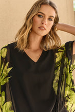 Load image into Gallery viewer, Joseph Ribkoff - 251147 - Chiffon And Silky Knit Floral Poncho Top - Black/Multi
