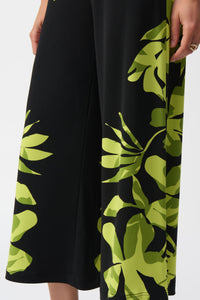 Joseph Ribkoff - 251189 - Silky Knit Floral Print Culotte Pants - Black/Multi