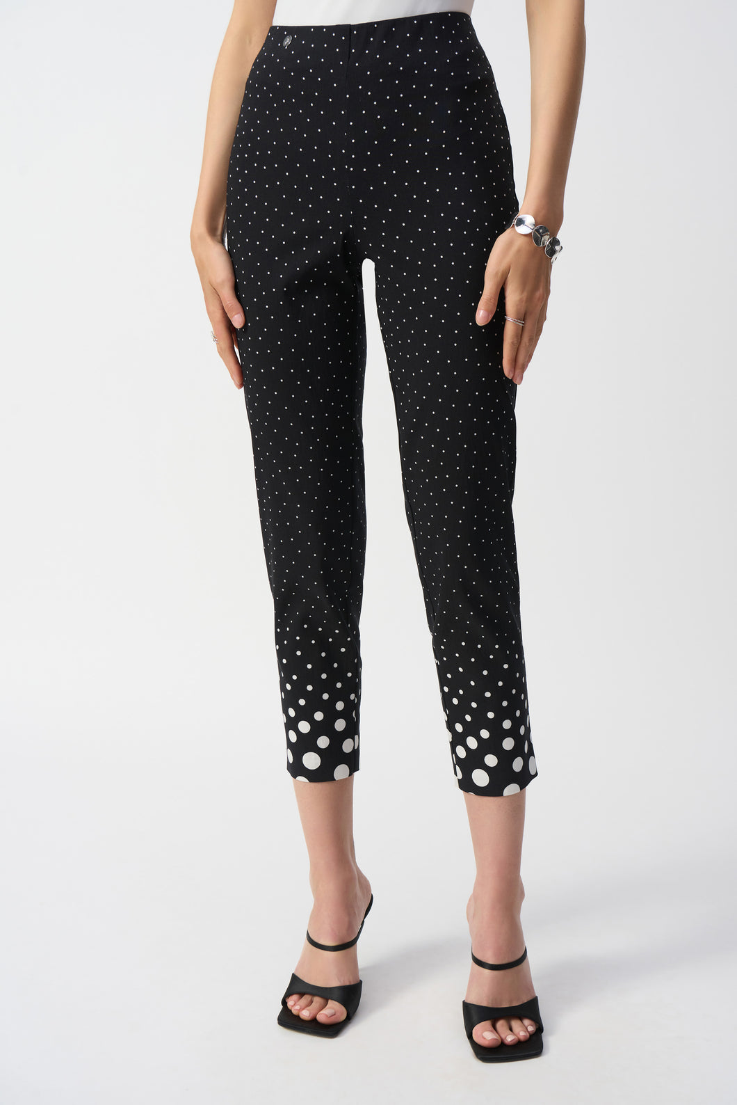 Joseph Ribkoff - 251223 - Millennium Dot Print Straight Ankle Pant - Black/Vanilla