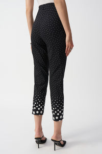 Joseph Ribkoff - 251223 - Millennium Dot Print Straight Ankle Pant - Black/Vanilla