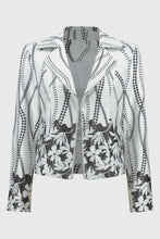 Load image into Gallery viewer, Joseph Ribkoff - 251910 - Faux Suede Floral Print Jacket - Vanilla/Black
