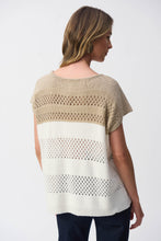 Load image into Gallery viewer, Joseph Ribkoff - 251927 - Color Block Metallic Sweater Knit Pullover - Vanilla/Gold
