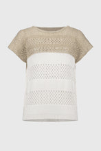 Load image into Gallery viewer, Joseph Ribkoff - 251927 - Color Block Metallic Sweater Knit Pullover - Vanilla/Gold
