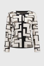 Load image into Gallery viewer, Joseph Ribkoff - 251932 - Mesh &amp; Leatherette Fitted Jacket - Moonstone/Black
