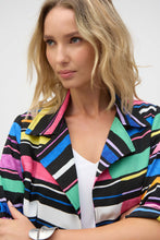 Load image into Gallery viewer, Joseph Ribkoff - 252215 - Gauze Stripe Print Short Boxy Blazer - Black/Multi
