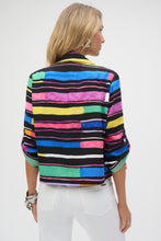 Load image into Gallery viewer, Joseph Ribkoff - 252215 - Gauze Stripe Print Short Boxy Blazer - Black/Multi
