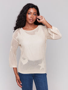 Charlie B - C2793 - Jacquard Sweater - Natural