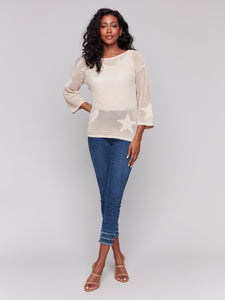 Charlie B - C2793 - Jacquard Sweater - Natural