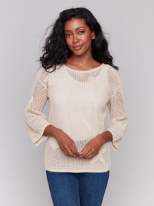 Charlie B - C2793 - Jacquard Sweater - Natural