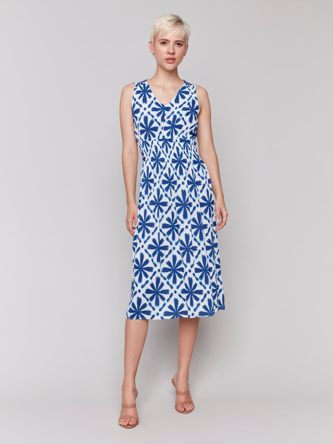 Charlie B - C3191P - Printed Sleeveless V Neck Dress - Mosaic