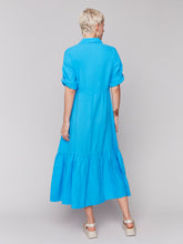 Load image into Gallery viewer, Charlie B - C3205 - Linen Buttoned Front Long Woven Dress - Lagoon
