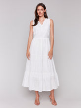 Load image into Gallery viewer, Charlie B - C3208 - Sleeveless Long Eyelet Dress - White
