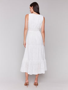 Charlie B - C3208 - Sleeveless Long Eyelet Dress - White