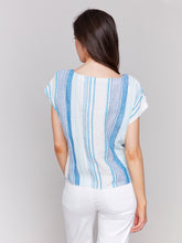 Load image into Gallery viewer, Charlie B - C4271 - Yam Dye Linen Cap Sleeve Blouse - Coastal
