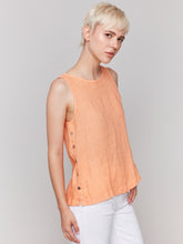 Load image into Gallery viewer, Charlie B - C4425T - Sleeveless Linen Top With Side Buttons - Guava
