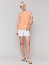 Load image into Gallery viewer, Charlie B - C4425T - Sleeveless Linen Top With Side Buttons - Guava
