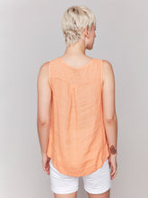 Load image into Gallery viewer, Charlie B - C4425T - Sleeveless Linen Top With Side Buttons - Guava
