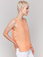 Load image into Gallery viewer, Charlie B - C4425T - Sleeveless Linen Top With Side Buttons - Guava
